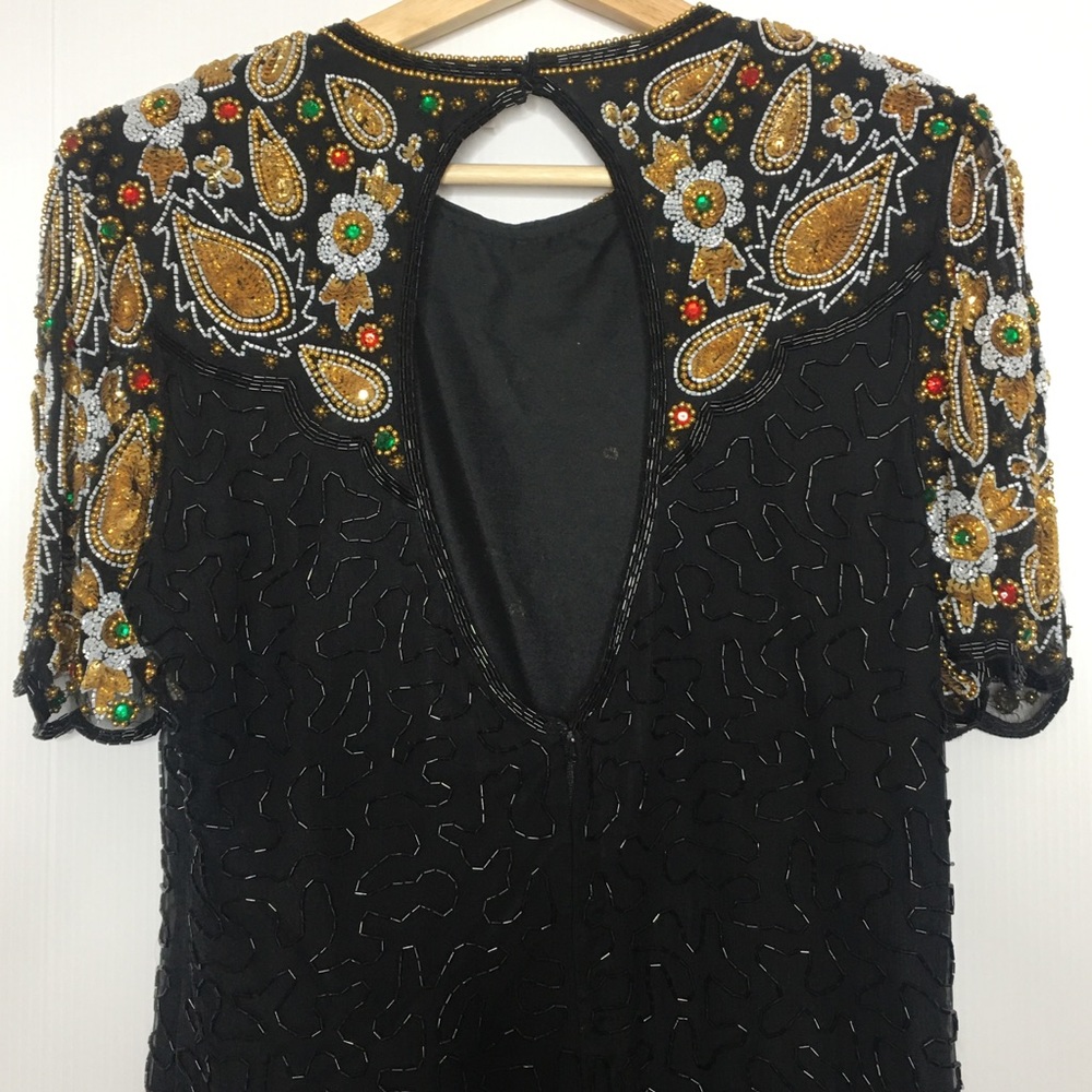 Vtg 80’s Lawrence Kazar Sequins Cocktail Dress - Picture 11 of 16